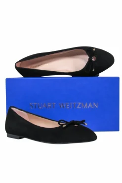Stuart Weitzman - Black Suede "Gabby" Ballerina Flats w/ Bow Sz 8.5