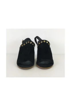 Stuart Weitzman - Black Suede Studded Wedges Sz 8