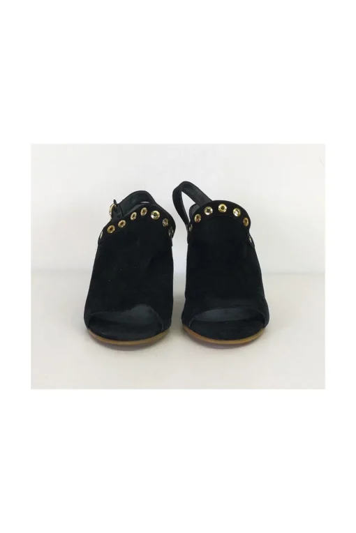 Stuart Weitzman - Black Suede Studded Wedges Sz 8