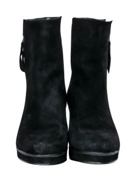 Stuart Weitzman - Black Suede Block Heel Platform Ankle Booties Sz 5.5