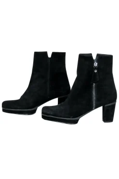 Stuart Weitzman - Black Suede Block Heel Platform Ankle Booties Sz 5.5
