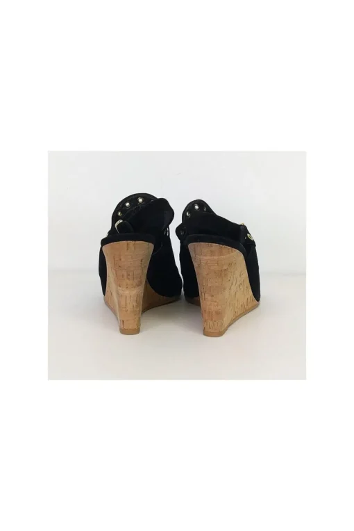 Stuart Weitzman - Black Suede Studded Wedges Sz 8