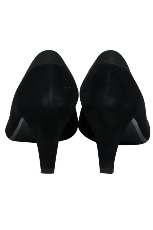 Stuart Weitzman - Black Suede Pointed Toe Pumps w/ Ribbon Trim Sz 9.5