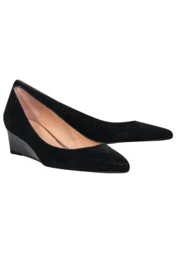 Stuart Weitzman - Black Textured Pointed Toe Wedges w/ Tortoise Shell Sz 7.5