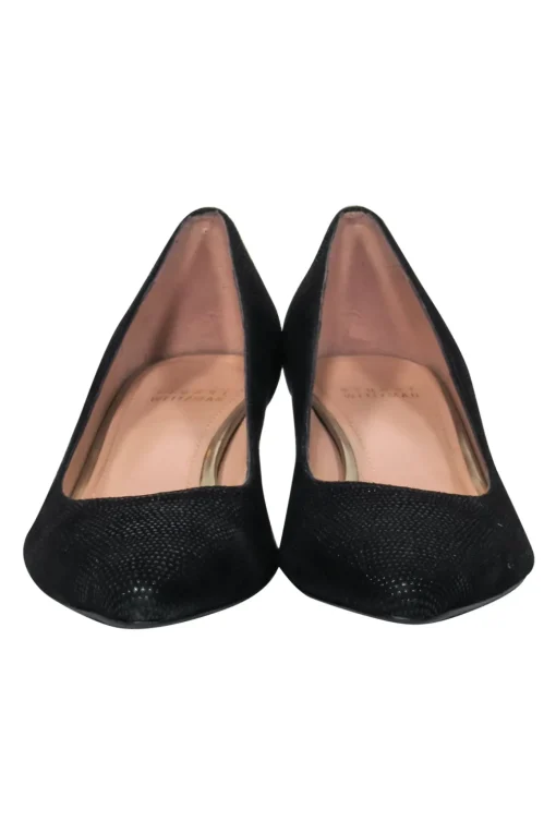 Stuart Weitzman - Black Textured Pointed Toe Wedges w/ Tortoise Shell Sz 7.5