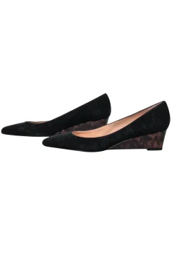 Stuart Weitzman - Black Textured Pointed Toe Wedges w/ Tortoise Shell Sz 7.5