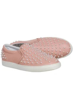 Stuart Weitzman - Blush Pink Slip On Pearl trim Flats Sz 11.5