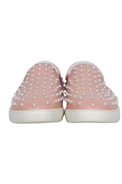 Stuart Weitzman - Blush Pink Slip On Pearl trim Flats Sz 11.5