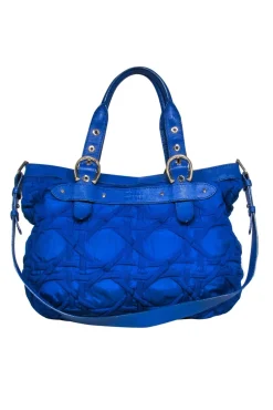 Stuart Weitzman - Bright Cobalt Blue Textured Nylon & Leather Satchel