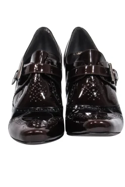 Stuart Weitzman - Brown Patent Leather Oxford Style Pump w/ Buckle Sz 8.5