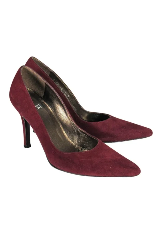 Stuart Weitzman - Burgundy Suede Pointed-Toe Pump Sz 5