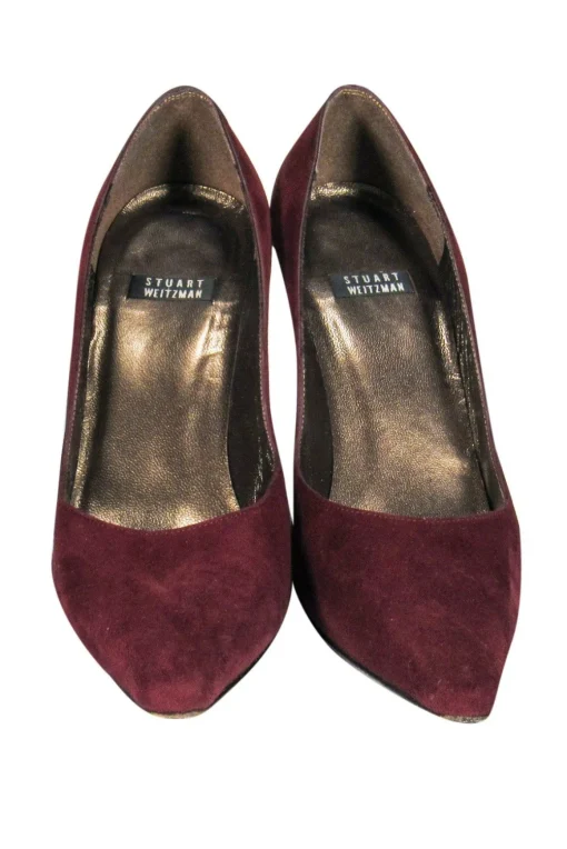 Stuart Weitzman - Burgundy Suede Pointed-Toe Pump Sz 5