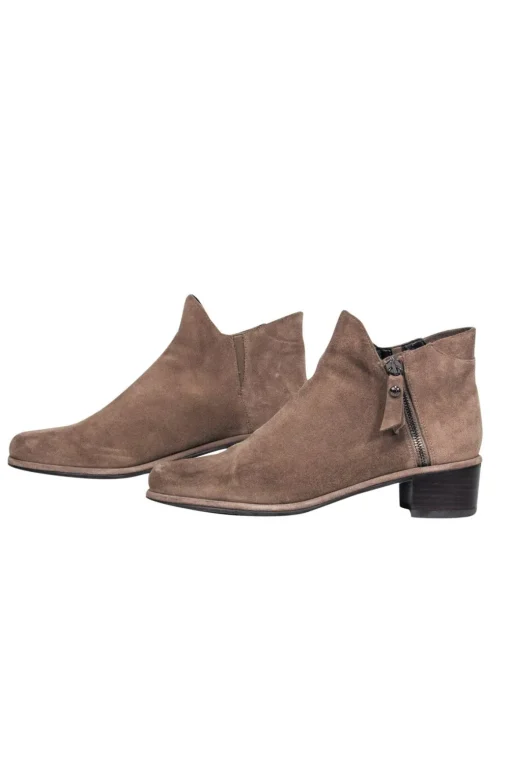 Stuart Weitzman - Dark Beige Suede Ankle Booties Sz 6.5