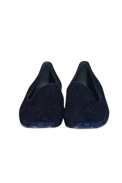 Stuart Weitzman - Dark Blue Velvet Brocade Loafers Sz 7.5
