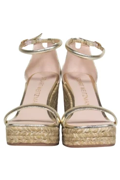 Stuart Weitzman - Gold Espadrille Wedge Heels Sz 9.5