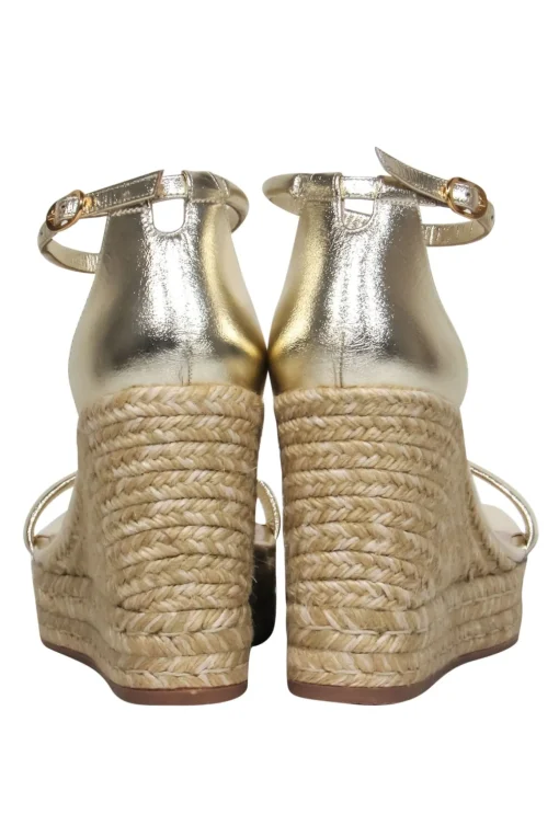 Stuart Weitzman - Gold Espadrille Wedge Heels Sz 9.5