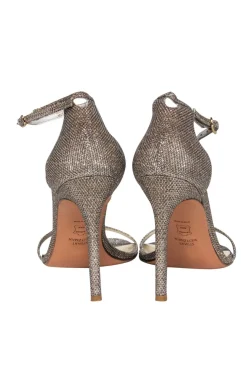 Stuart Weitzman - Gold Glitter Strappy Heels Sz 9