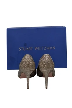 Stuart Weitzman - Gold Sparkly Pointed Toe Pumps Sz 7.5