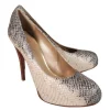 Stuart Weitzman - Gray & Tan Snakeskin Platform Heels Sz 9.5