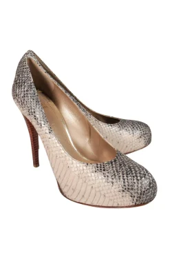 Stuart Weitzman - Gray & Tan Snakeskin Platform Heels Sz 9.5