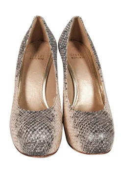 Stuart Weitzman - Gray & Tan Snakeskin Platform Heels Sz 9.5