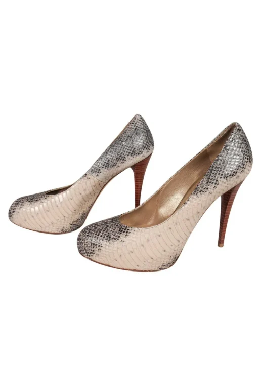 Stuart Weitzman - Gray & Tan Snakeskin Platform Heels Sz 9.5