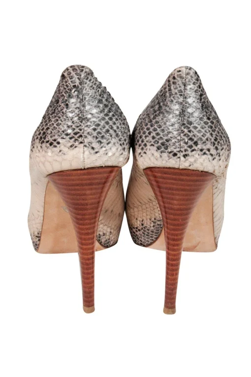 Stuart Weitzman - Gray & Tan Snakeskin Platform Heels Sz 9.5