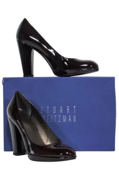 Stuart Weitzman - Maroon Rounded Toe Block Heel Pumps Sz 8.5