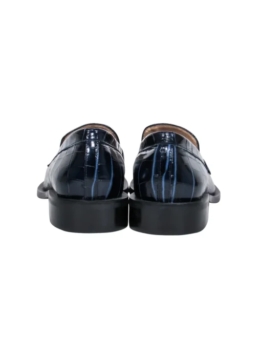 Stuart Weitzman - Navy Reptile Embossed Leather Loafer Sz 10