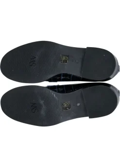 Stuart Weitzman - Navy Reptile Embossed Leather Loafer Sz 10
