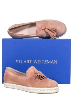 Stuart Weitzman - Pink Suede Flats w/ Fringe Front Sz 7.5