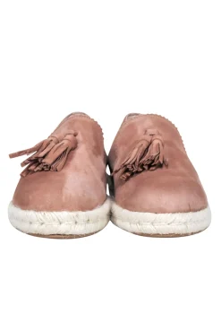 Stuart Weitzman - Pink Suede Flats w/ Fringe Front Sz 7.5
