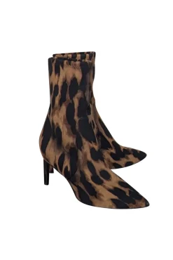 Stuart Weitzman - Tan & Black Leopard Print Short Boots Sz 7