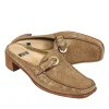 Stuart Weitzman - Tan Leather Block Heel Mules Sz 7.5
