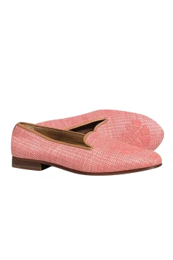 Stubbs & Wootton - Pink Woven Embroidered Toe Flats Sz 6.5