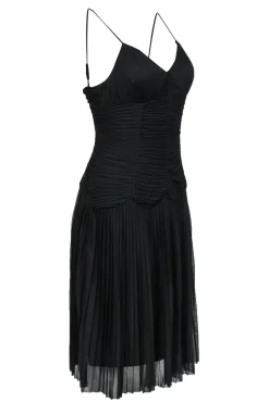 Sue Wong - Black Pleated Drop Waist Swing Dress Sz 8