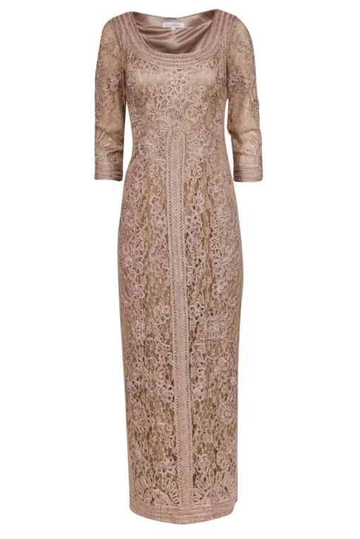 Sue Wong - Taupe Embroidered Lace Gown Sz 4