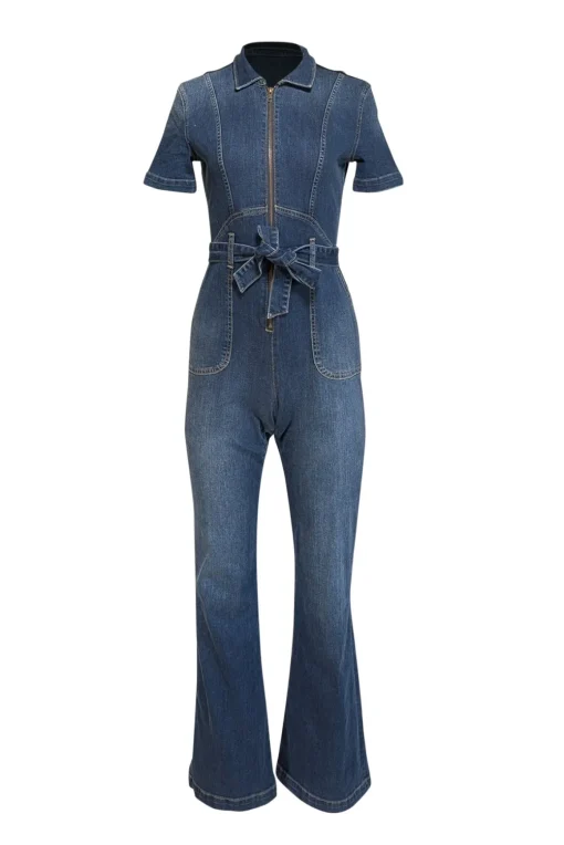 SukiSo - Medium Wash Belted Denim Jumpsuit Sz XS