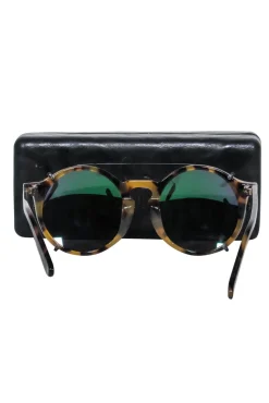 Sunday Somewhere - Brown Tortoise Shell Round Sunglasses w/ Brow Bar