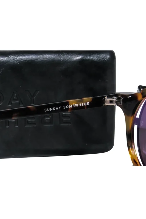 Sunday Somewhere - Brown Tortoise Shell Round Sunglasses w/ Brow Bar