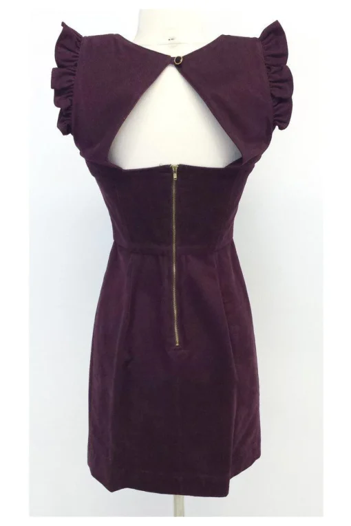 Sunner - Maroon Cutout Back Corduroy Dress Sz XS