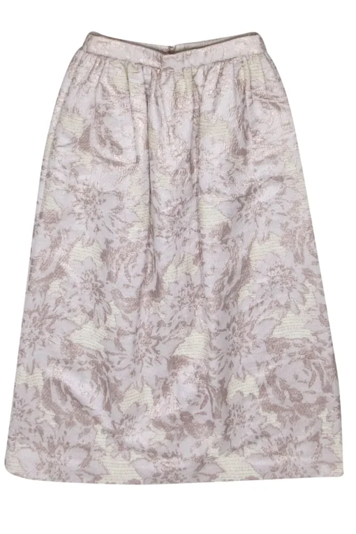 Suno - Blush Pink & Metallic Brocade Midi Skirt Sz M