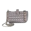 Suzi Roher - Silver Gunmetal Quilted Phone Crossbody Bag