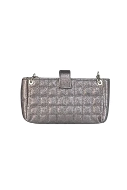 Suzi Roher - Silver Gunmetal Quilted Phone Crossbody Bag
