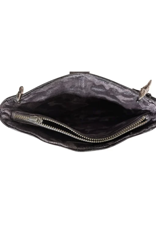 Suzi Roher - Silver Gunmetal Quilted Phone Crossbody Bag