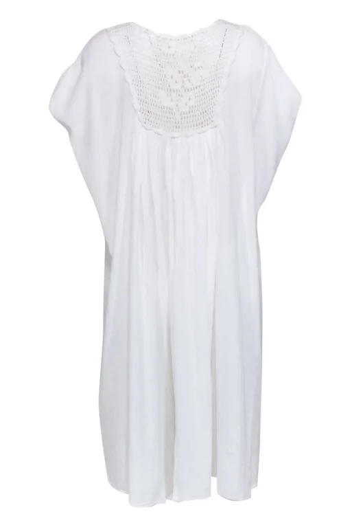 Suzie Kondi - White Cotton Crotchet Caftan Dress Sz S
