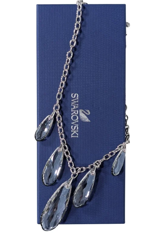 Swarovski - Silver Chain Necklace w/ Large Teardrop Crystals