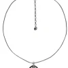 Swarovski - Silver Double Circle Jeweled Pendant Necklace
