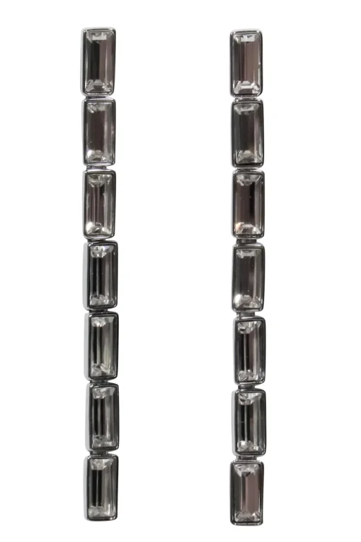Swarovski - Silver Square Gem Drop Stud Earrings