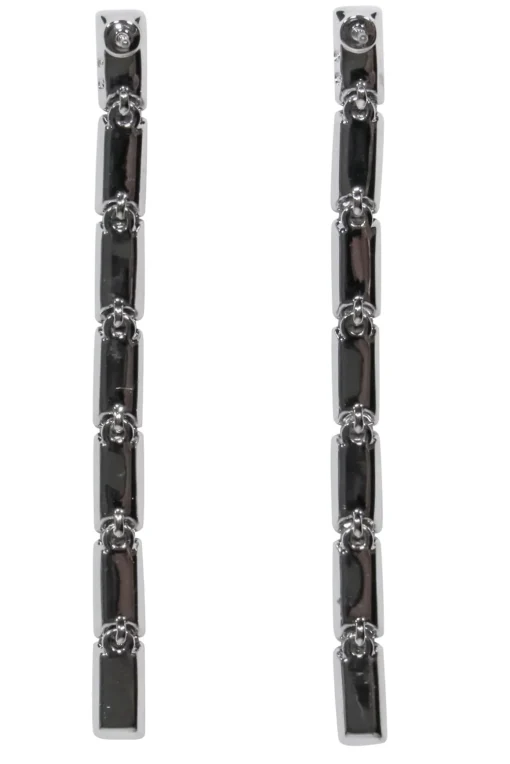 Swarovski - Silver Square Gem Drop Stud Earrings